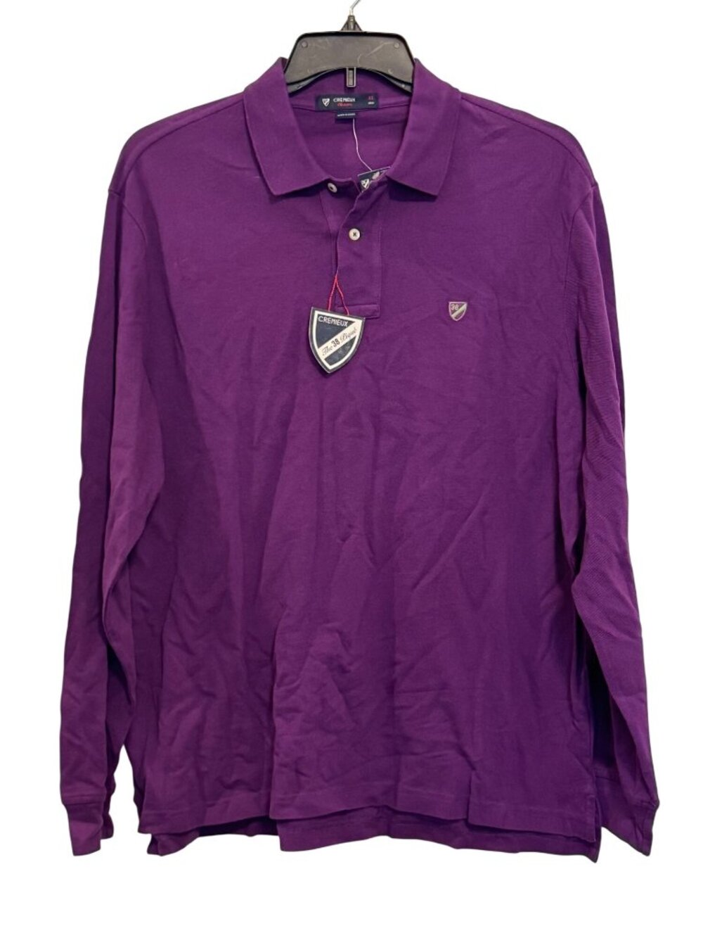 Cremeux Classics Mens Purple Long Sleeve Polo Shirt XL 100% Cotton